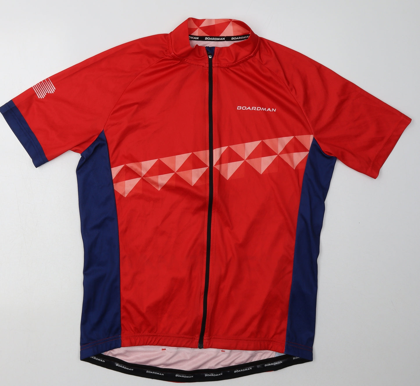 boardman Mens Red Geometric Polyester Basic T-Shirt Size 2XL Halter Zip
