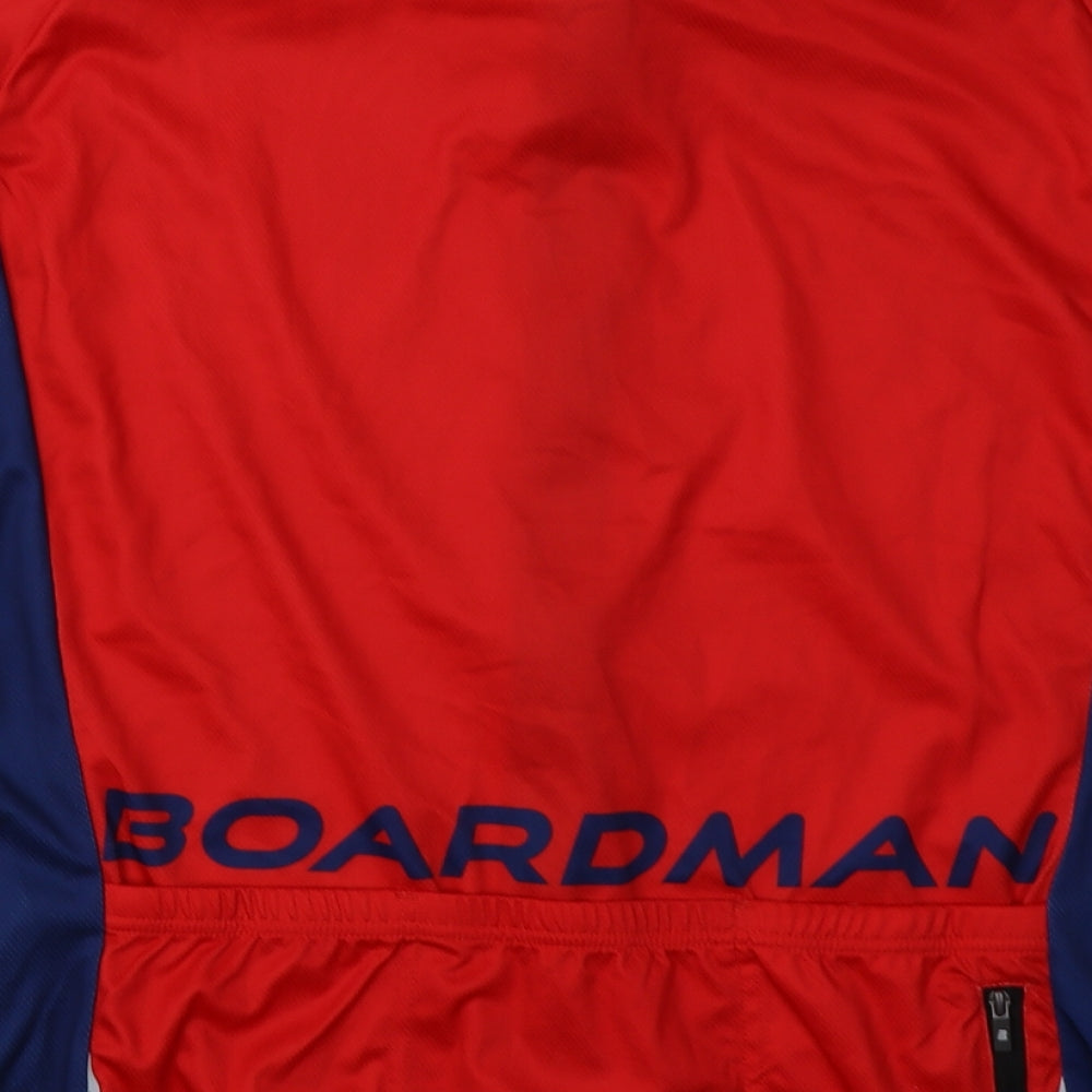 boardman Mens Red Geometric Polyester Basic T-Shirt Size 2XL Halter Zip