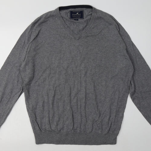 Stone Bay Mens Grey  Cotton Pullover Sweatshirt Size L