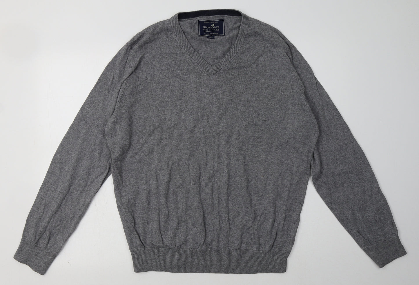 Stone Bay Mens Grey  Cotton Pullover Sweatshirt Size L