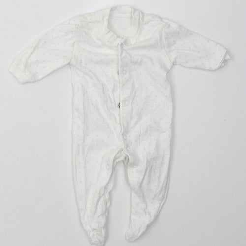 F&F Girls White Geometric Cotton Babygrow One-Piece Size Newborn  Buckle