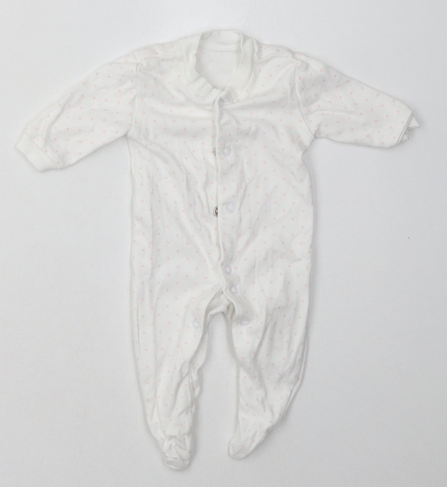 F&F Girls White Geometric Cotton Babygrow One-Piece Size Newborn  Buckle