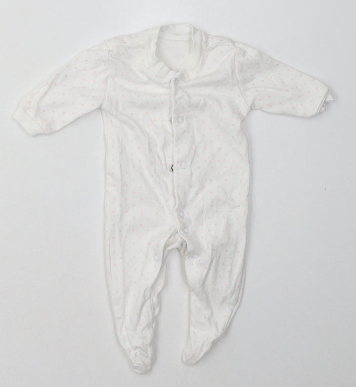 F&F Girls White Geometric Cotton Babygrow One-Piece Size Newborn Buckle