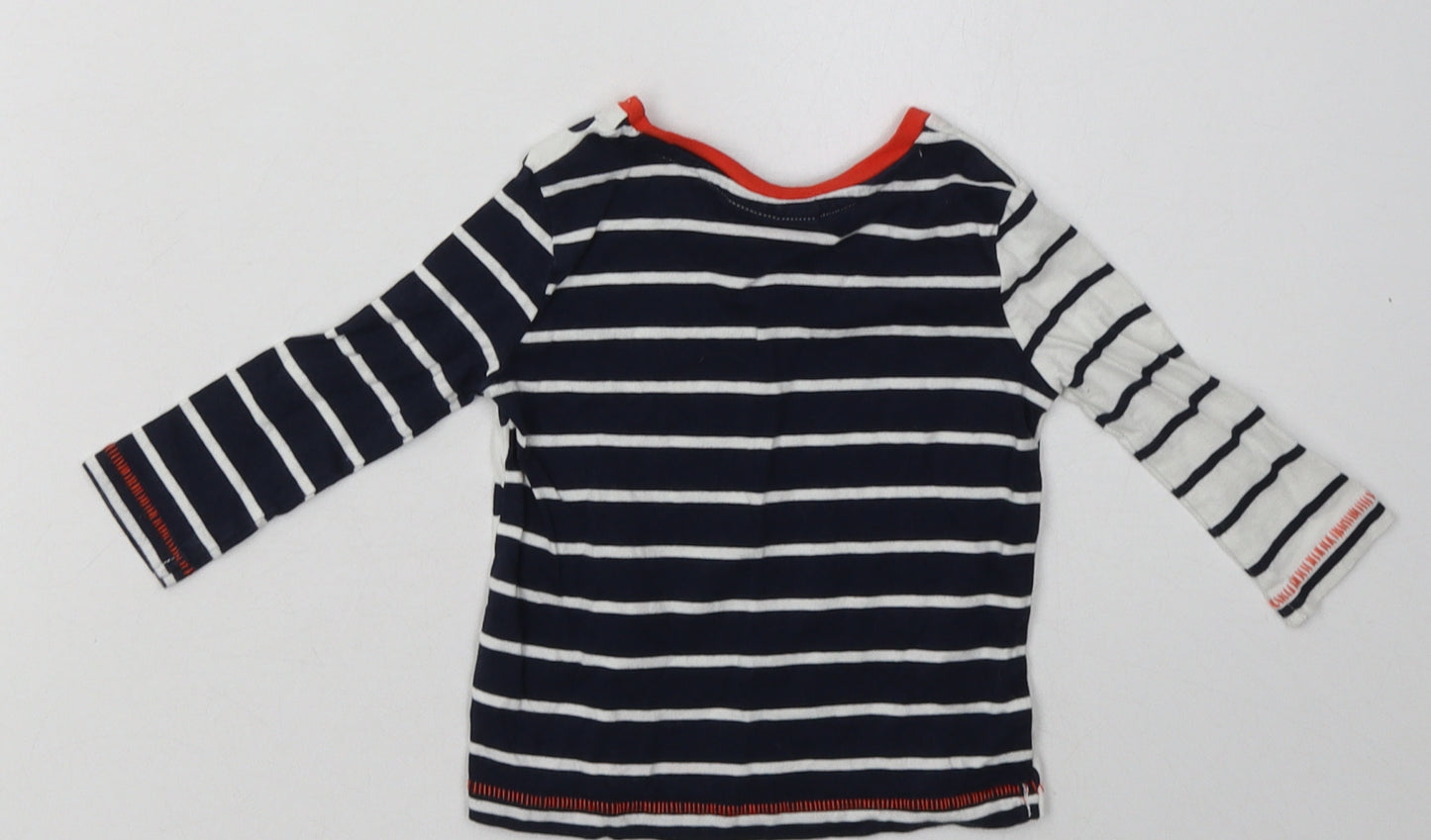NEXT Boys Blue Striped Cotton Basic Casual Size 3-6 Months Crew Neck Pullover - Polka dot