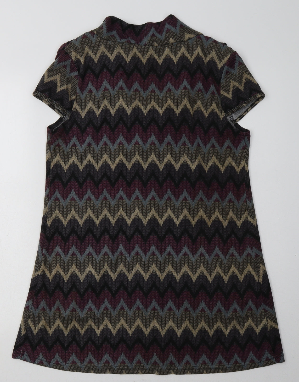izabel london Womens Purple Geometric Polyester Jumper Dress  Size 12  Scoop Neck Pullover