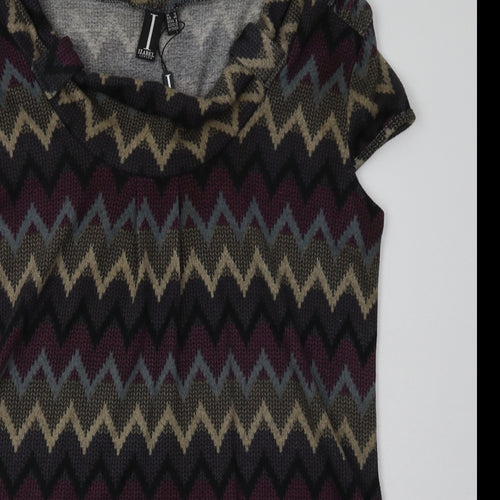 izabel london Womens Purple Geometric Polyester Jumper Dress  Size 12  Scoop Neck Pullover