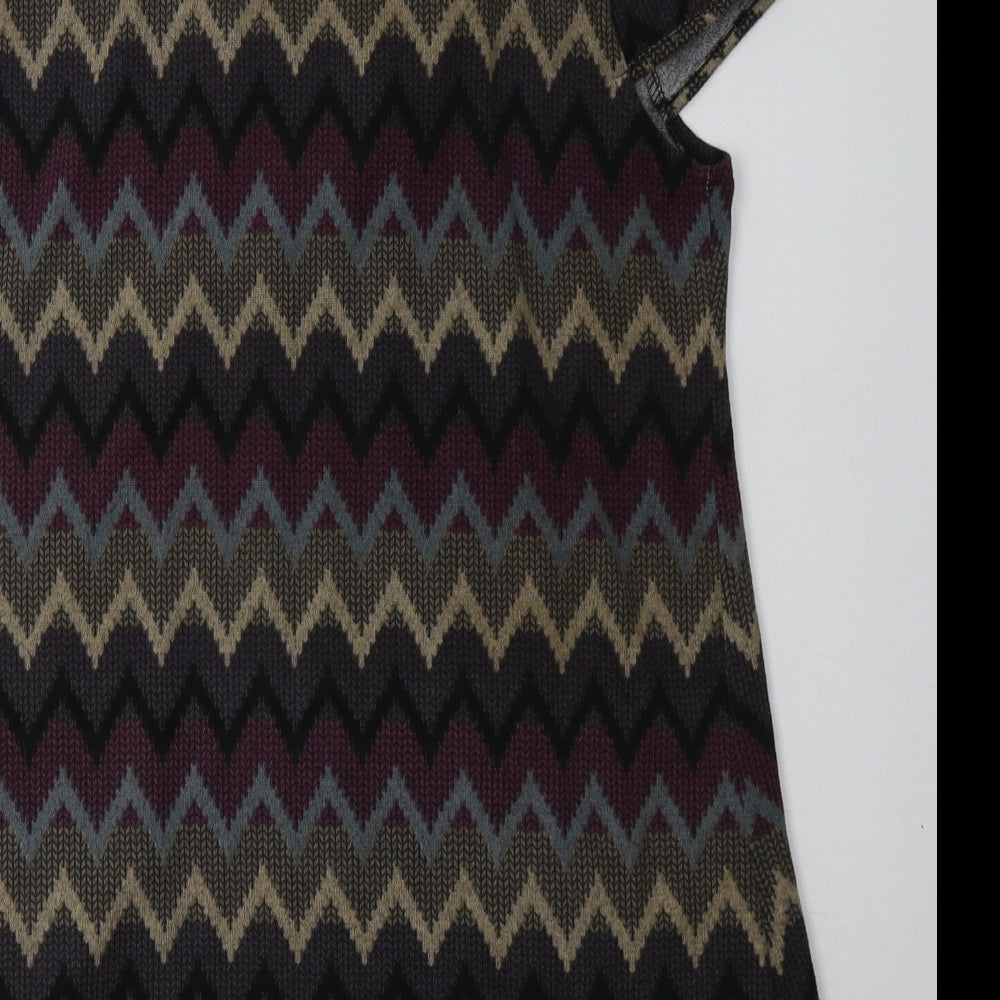 izabel london Womens Purple Geometric Polyester Jumper Dress  Size 12  Scoop Neck Pullover