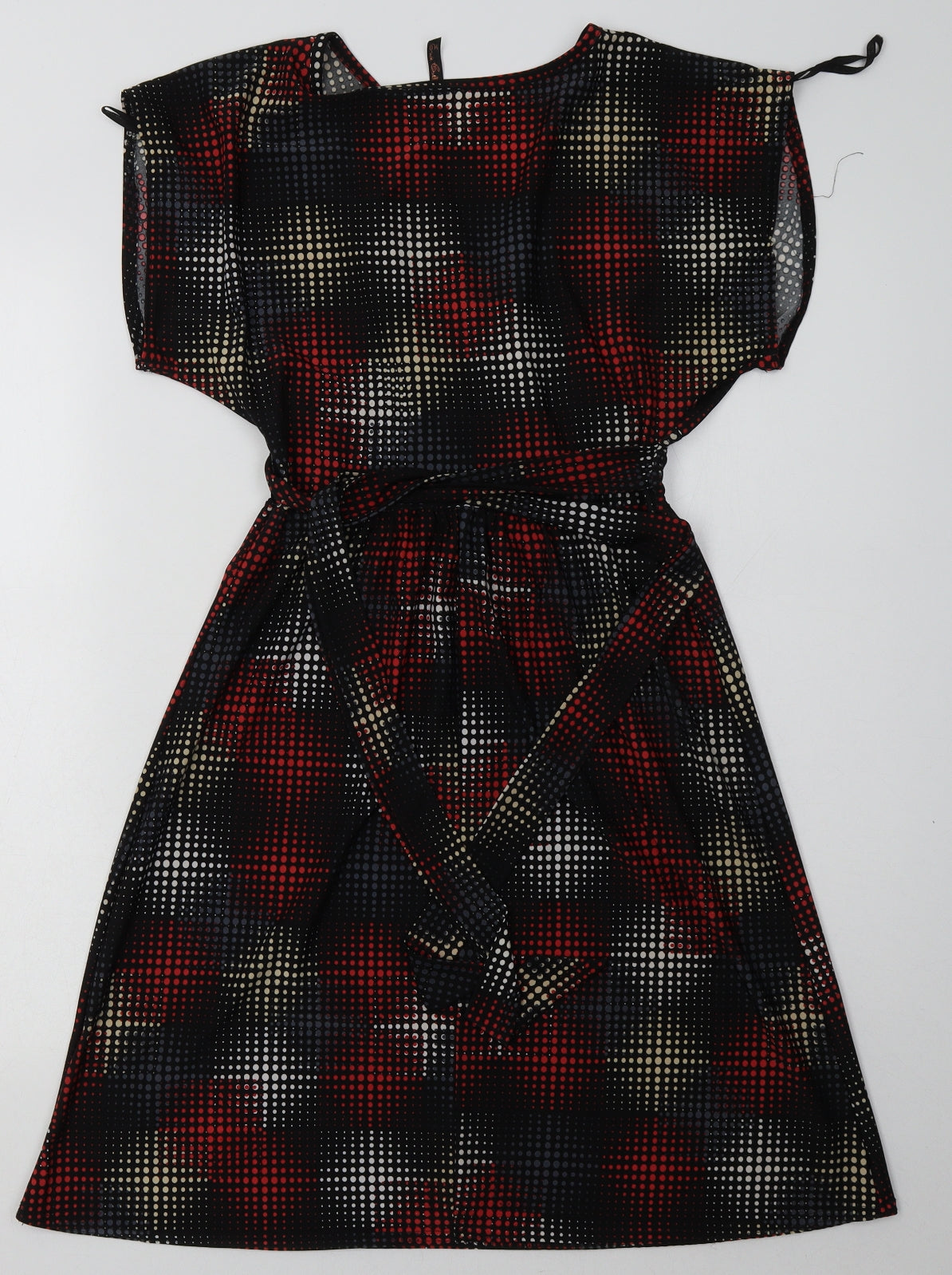 evie Womens Red Geometric Polyester A-Line  Size 12  V-Neck Pullover