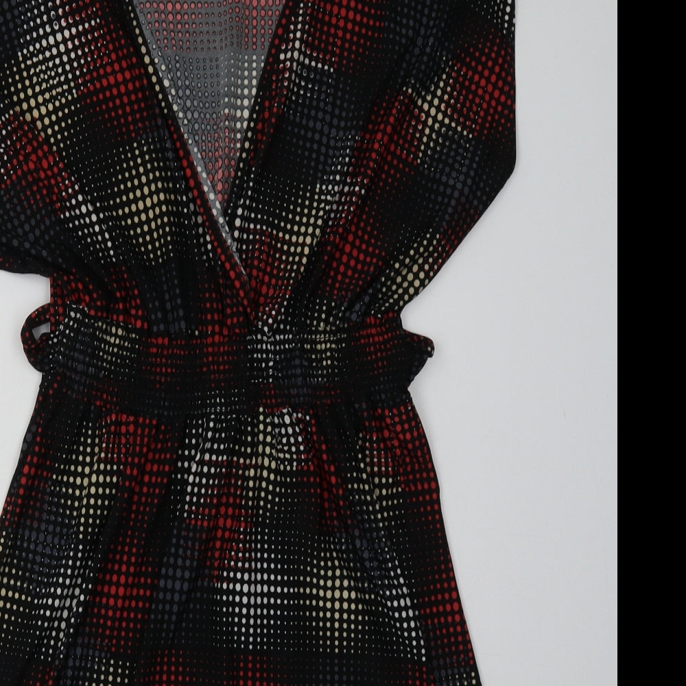 evie Womens Red Geometric Polyester A-Line  Size 12  V-Neck Pullover