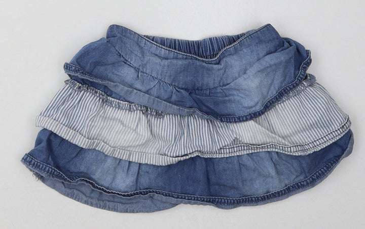 George Girls Blue Striped Cotton A-Line Skirt Size 2 Years  Regular