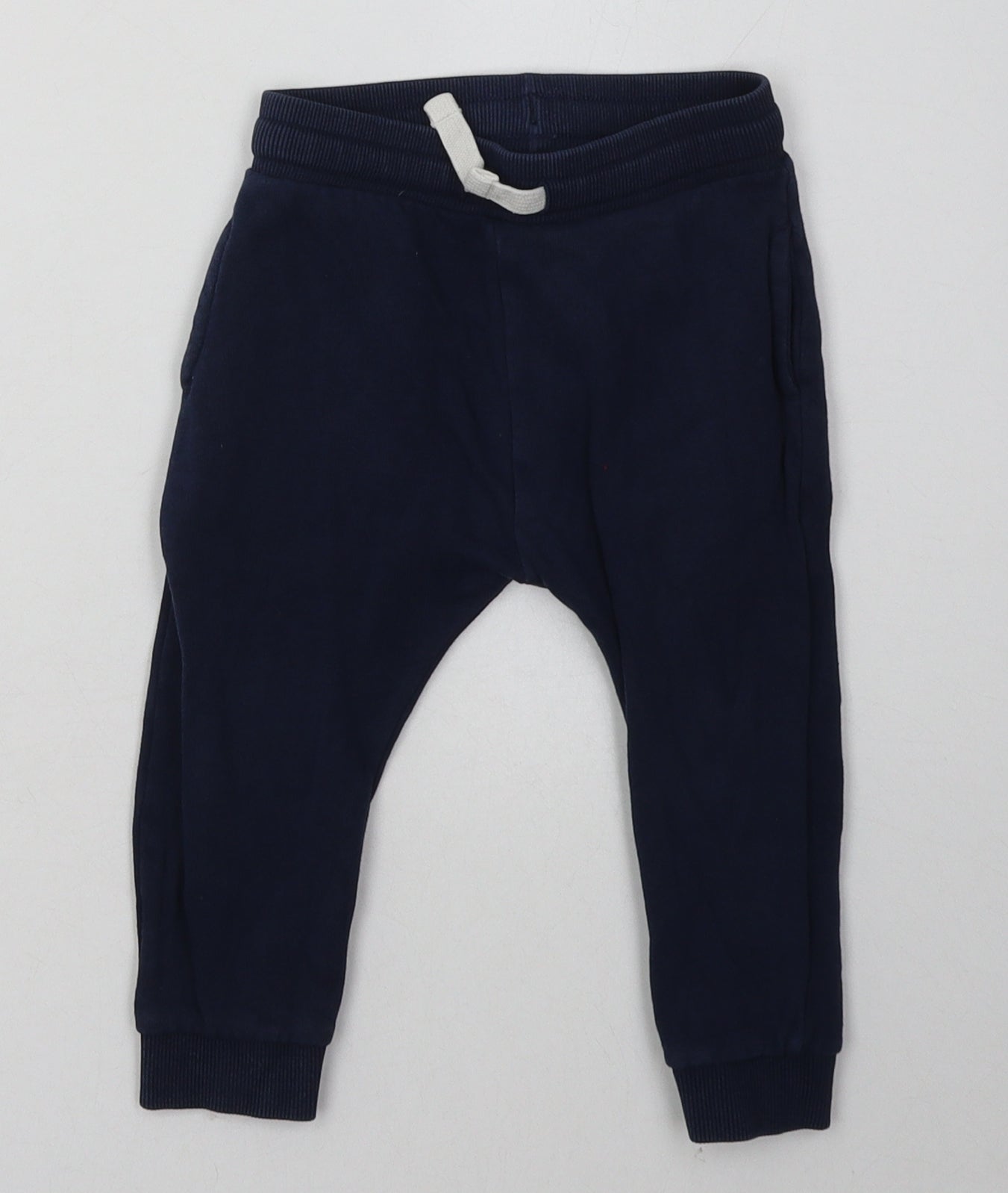 Matalan Boys Blue  Cotton Jogger Trousers Size 12-18 Months  Tie