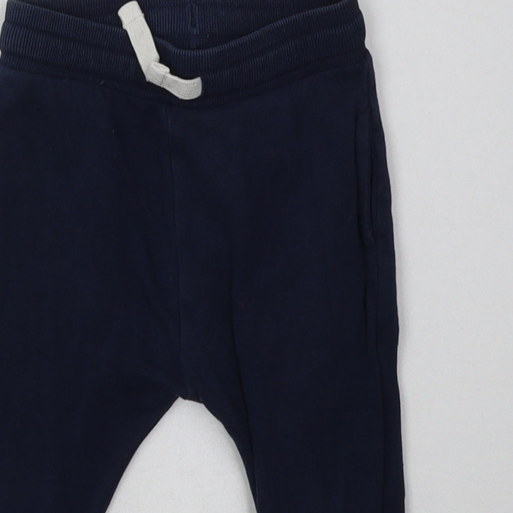 Matalan Boys Blue  Cotton Jogger Trousers Size 12-18 Months  Tie