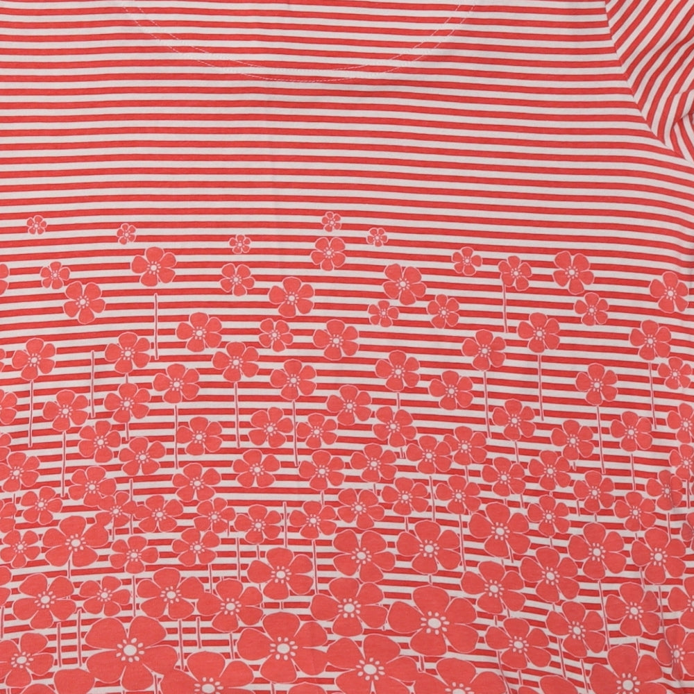 Debenhams Womens Pink Striped Cotton Basic T-Shirt Size 16 Square Neck