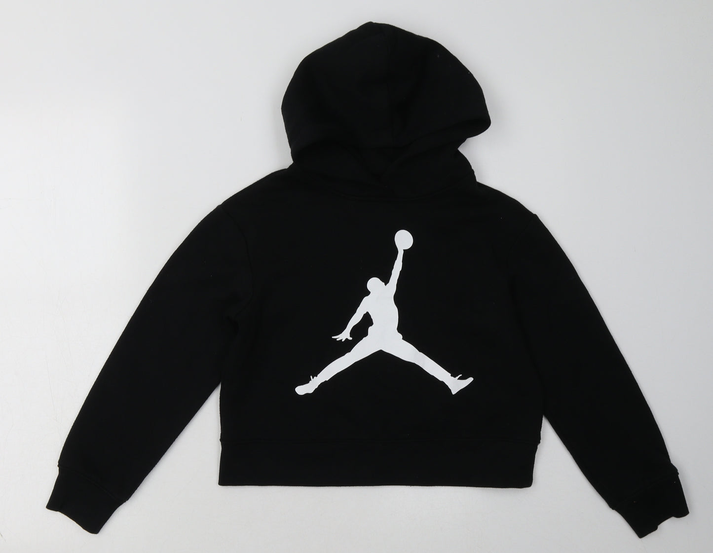 Jordan Girls Black  Cotton Pullover Hoodie Size 8-9 Years  Pullover - Cropped