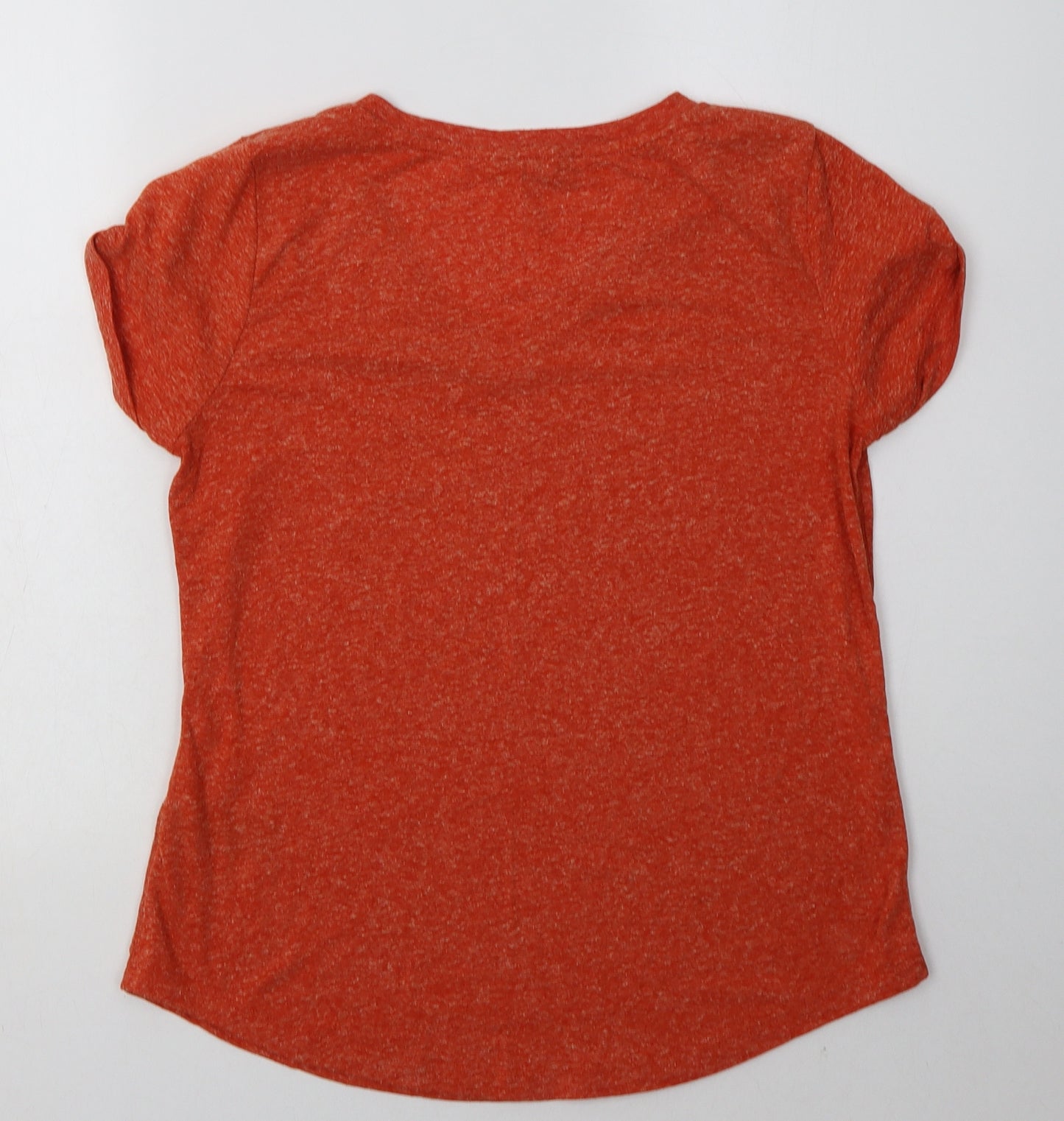 F&F Womens Orange  Polyester Basic T-Shirt Size 12 V-Neck