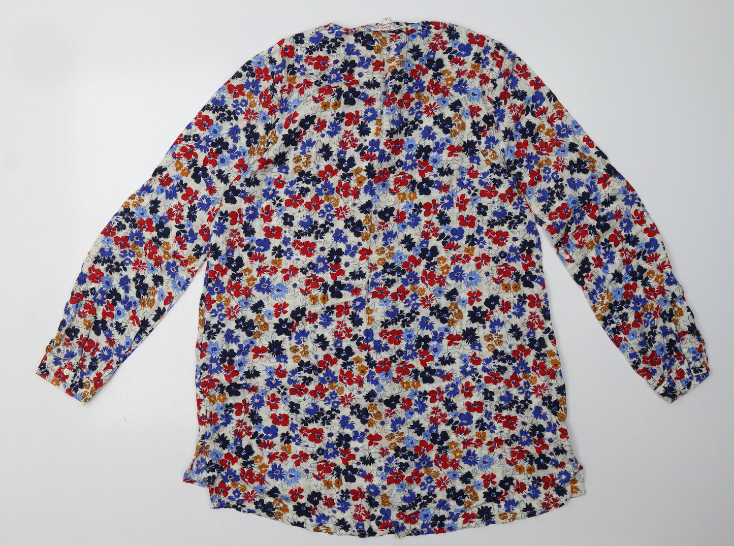 Matalan Womens Blue Floral Viscose A-Line  Size 14  V-Neck Pullover