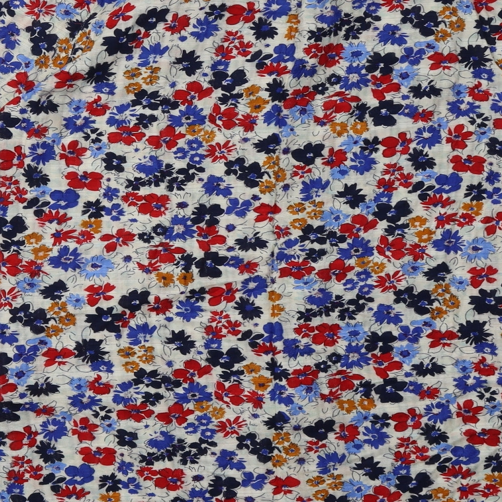 Matalan Womens Blue Floral Viscose A-Line  Size 14  V-Neck Pullover