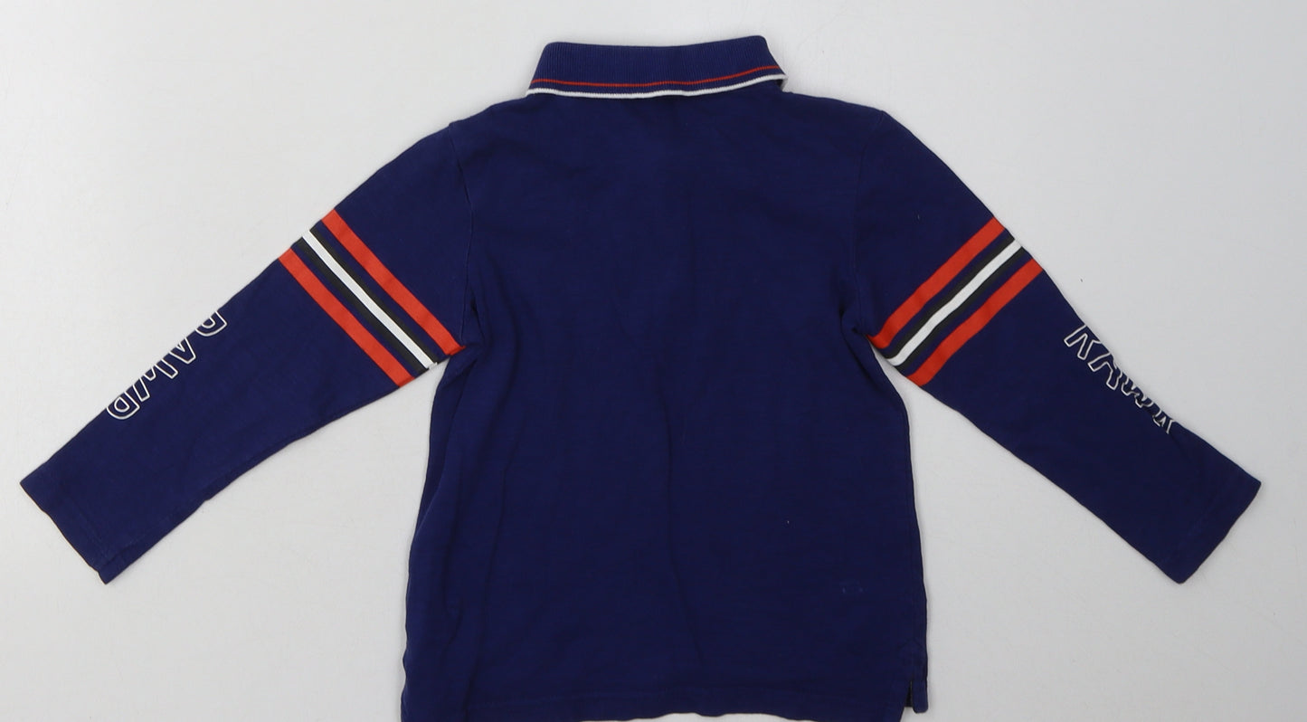 George Boys Blue Striped Cotton Basic Polo Size 2 Years Collared Button - Roar