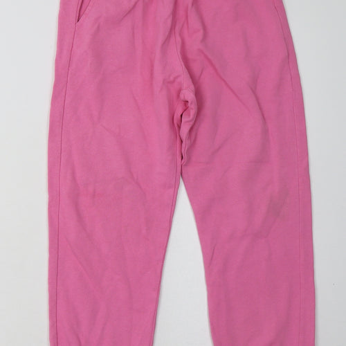 Zara Girls Pink  Cotton Jogger Trousers Size 9 Months  Regular Tie