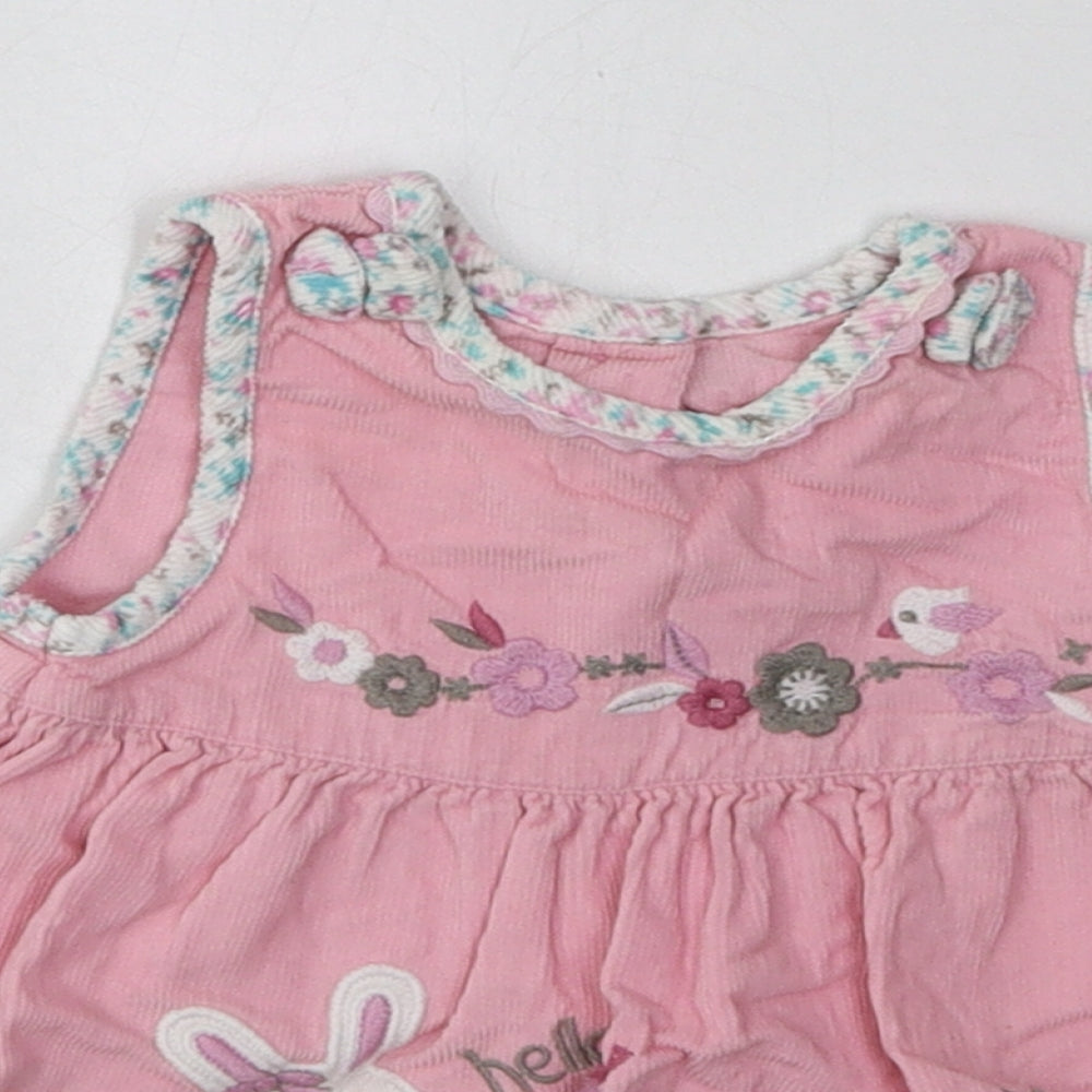 George Girls Pink Geometric Cotton A-Line  Size 0-3 Months  Crew Neck Button