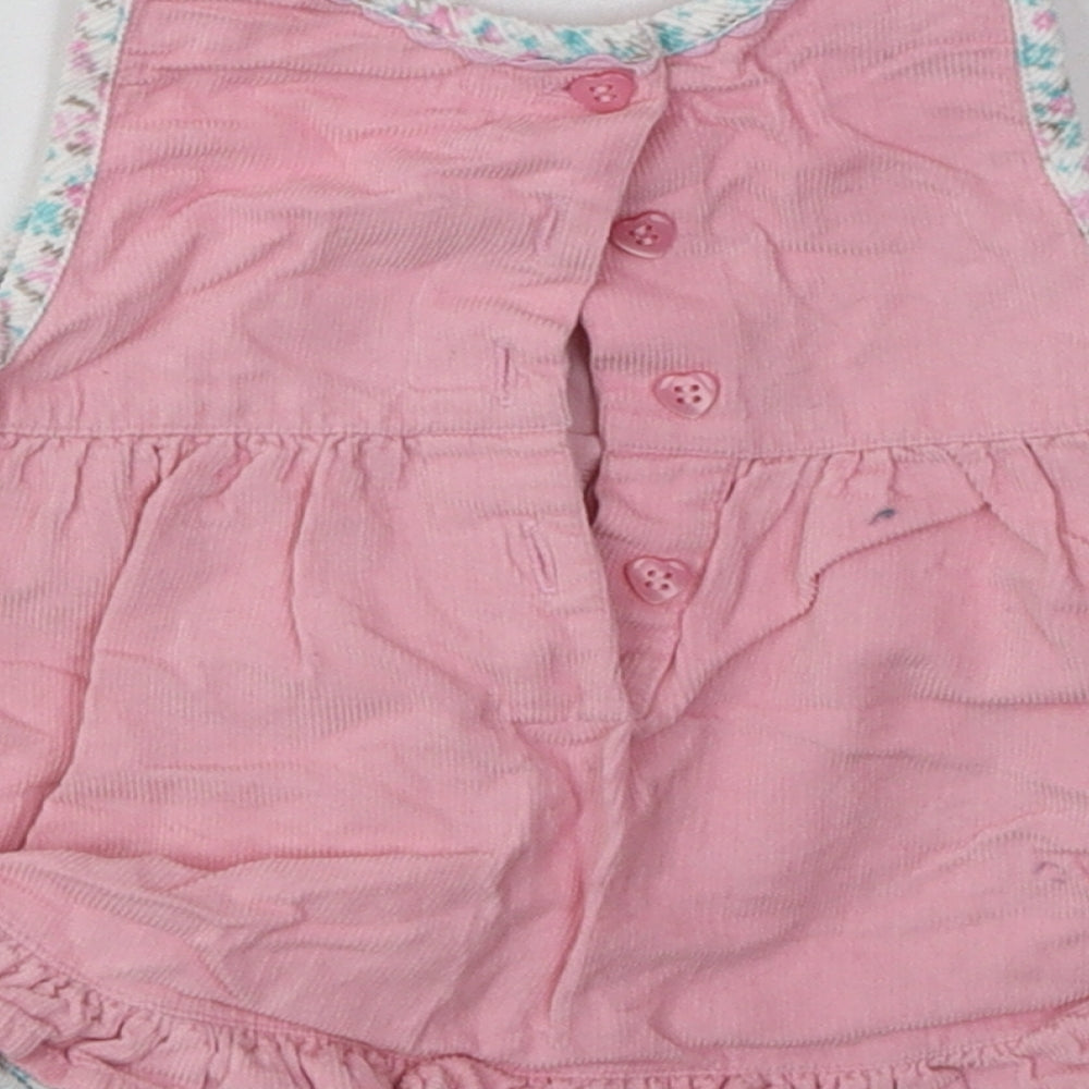 George Girls Pink Geometric Cotton A-Line  Size 0-3 Months  Crew Neck Button