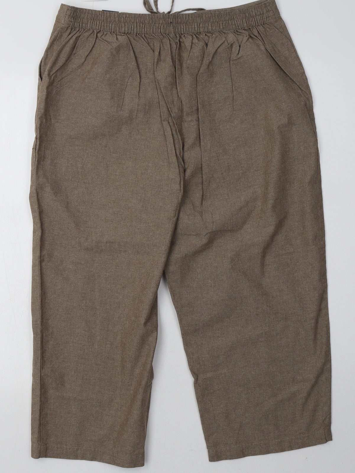 EWM Womens Brown  Cotton Cropped Trousers Size 16 L21 in Regular Tie