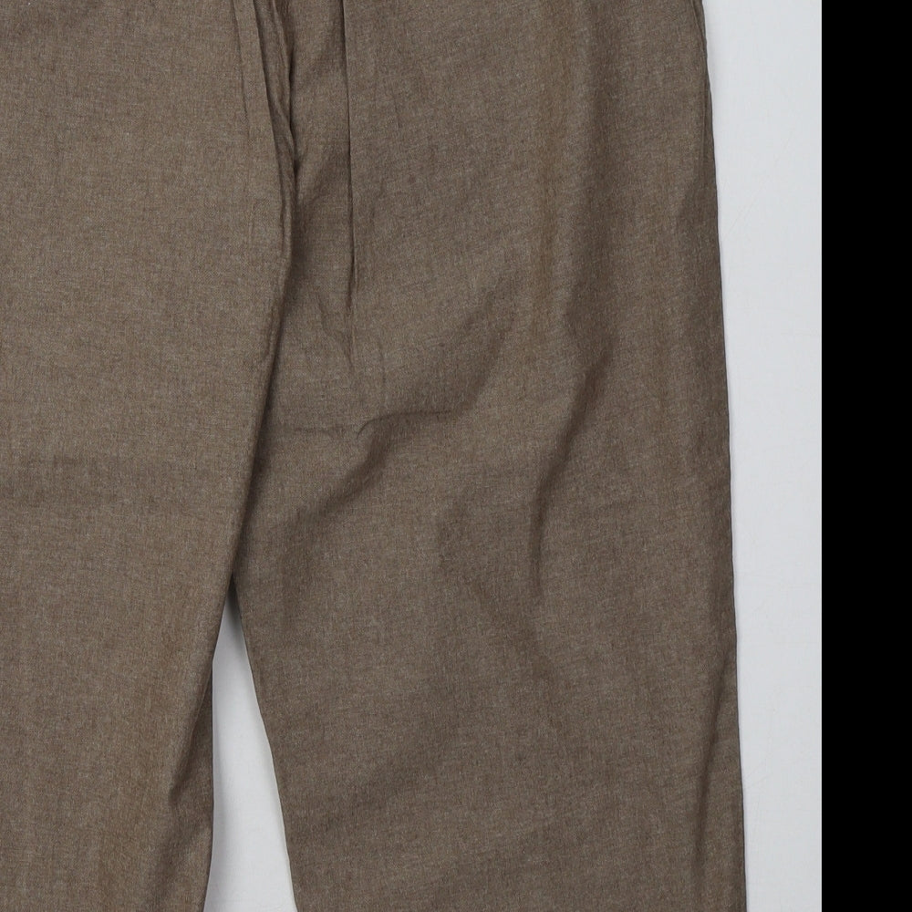 EWM Womens Brown  Cotton Cropped Trousers Size 16 L21 in Regular Tie
