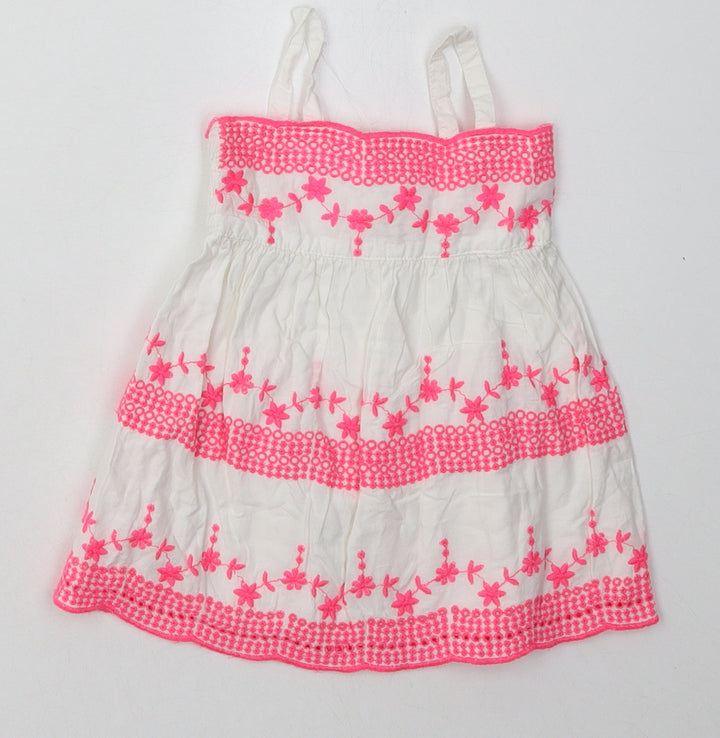 F&F Girls Pink Geometric Cotton A-Line Size Newborn Square Neck Pullover