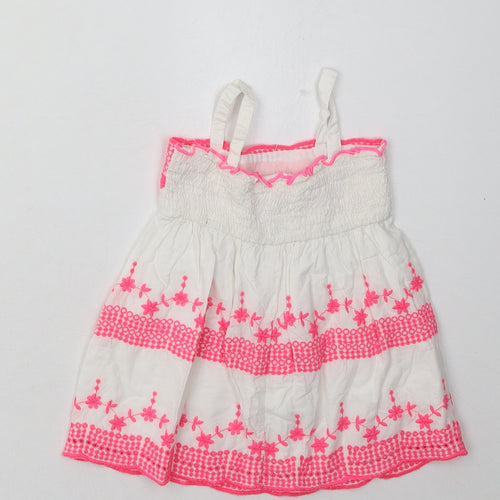 F&F Girls Pink Geometric Cotton A-Line  Size Newborn  Square Neck Pullover