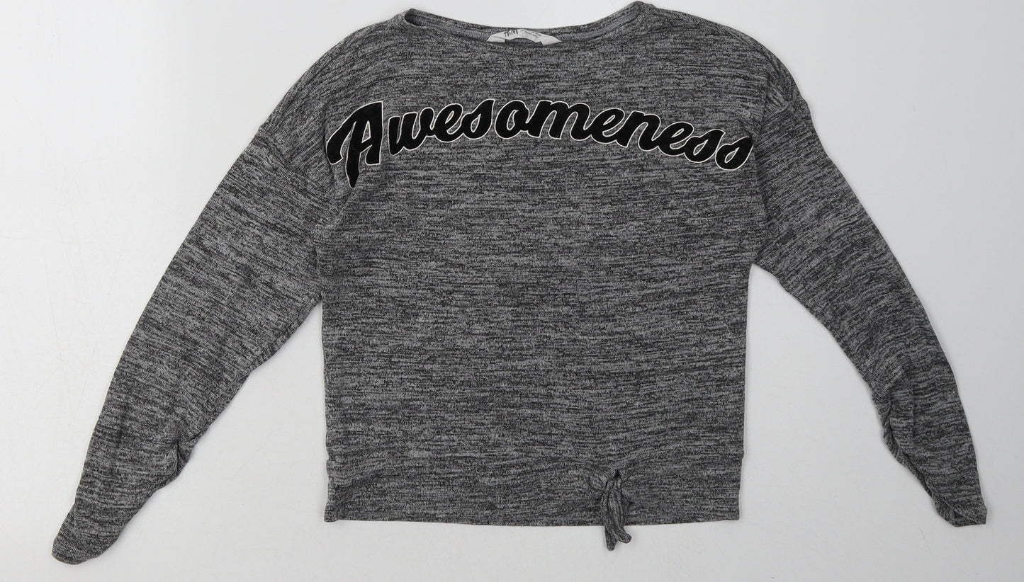 H&M Girls Grey  Viscose Basic Casual Size 9-10 Years Crew Neck Pullover - awesomeness