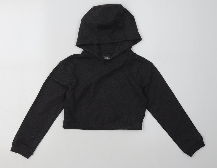 Studio Girls Grey  Cotton Pullover Hoodie Size 6-7 Years  Pullover - Cropped