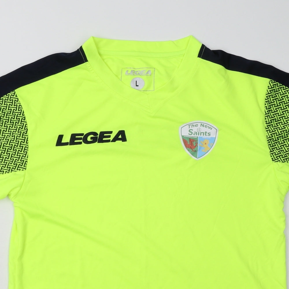 Legea Mens Yellow  Polyester Basic T-Shirt Size L V-Neck Pullover - the new saints