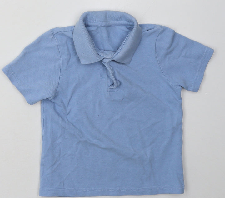 Matalan Boys Blue  Cotton Basic Polo Size 5 Years Collared Button - School Wear