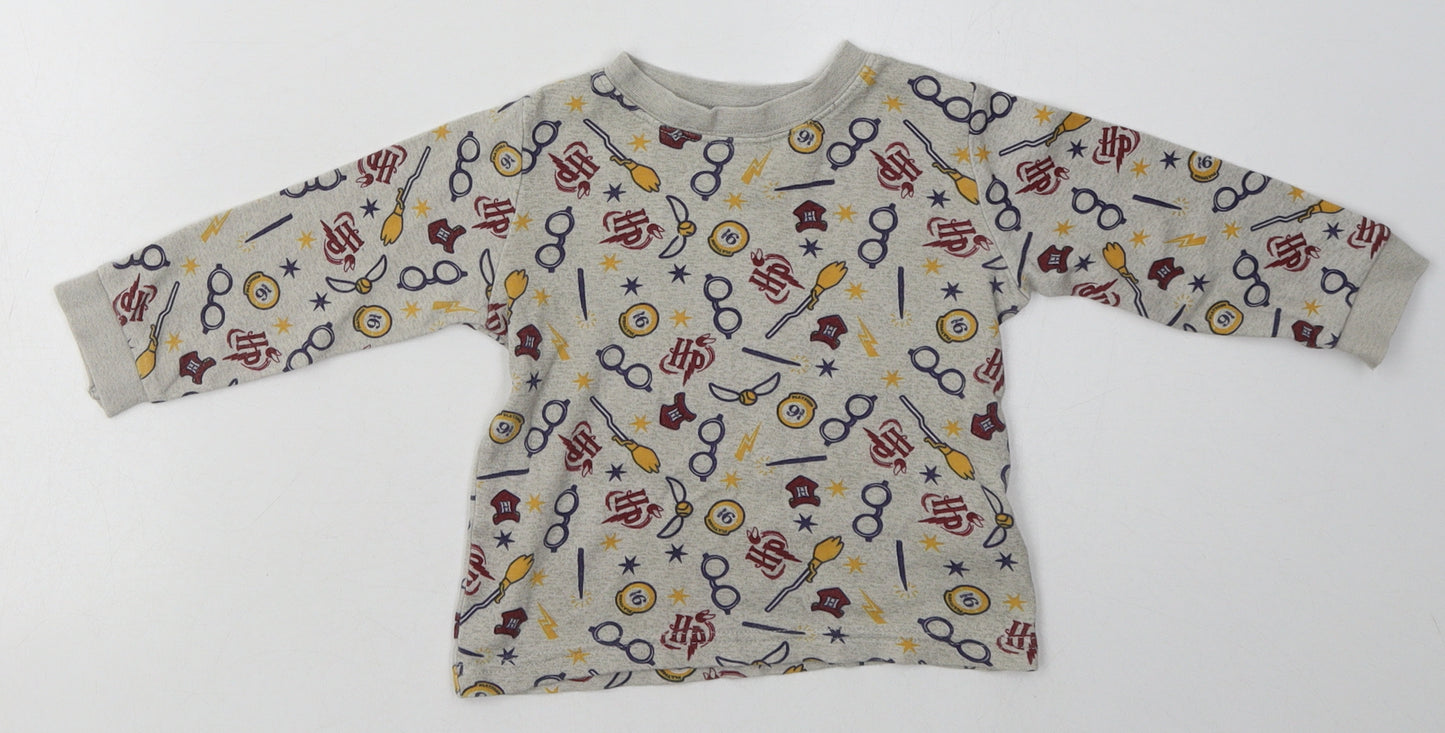 George Boys Grey Geometric Cotton Basic Casual Size 12-18 Months Crew Neck Pullover - Harry Potter