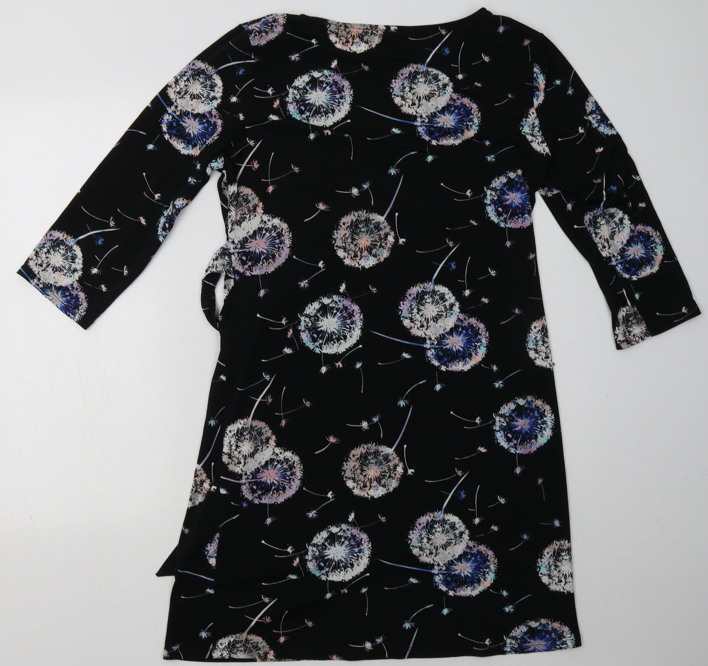 Wallis Womens Black Geometric Polyester A-Line  Size 14  Boat Neck Pullover