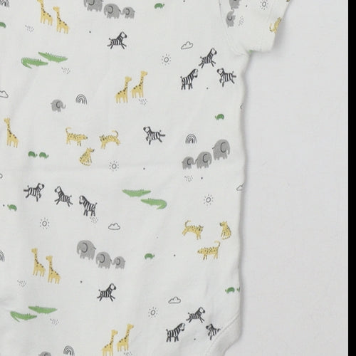 George Baby White Geometric Cotton Babygrow One-Piece Size 18-24 Months  Buckle - zoo animals