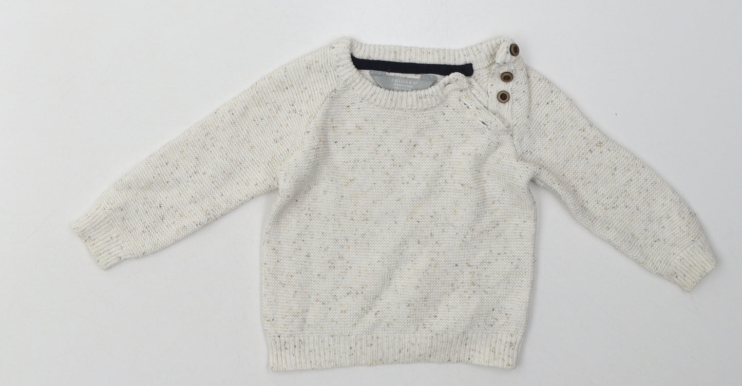 Primark Boys Beige  Cotton Basic Casual Size 6-9 Months Crew Neck Button