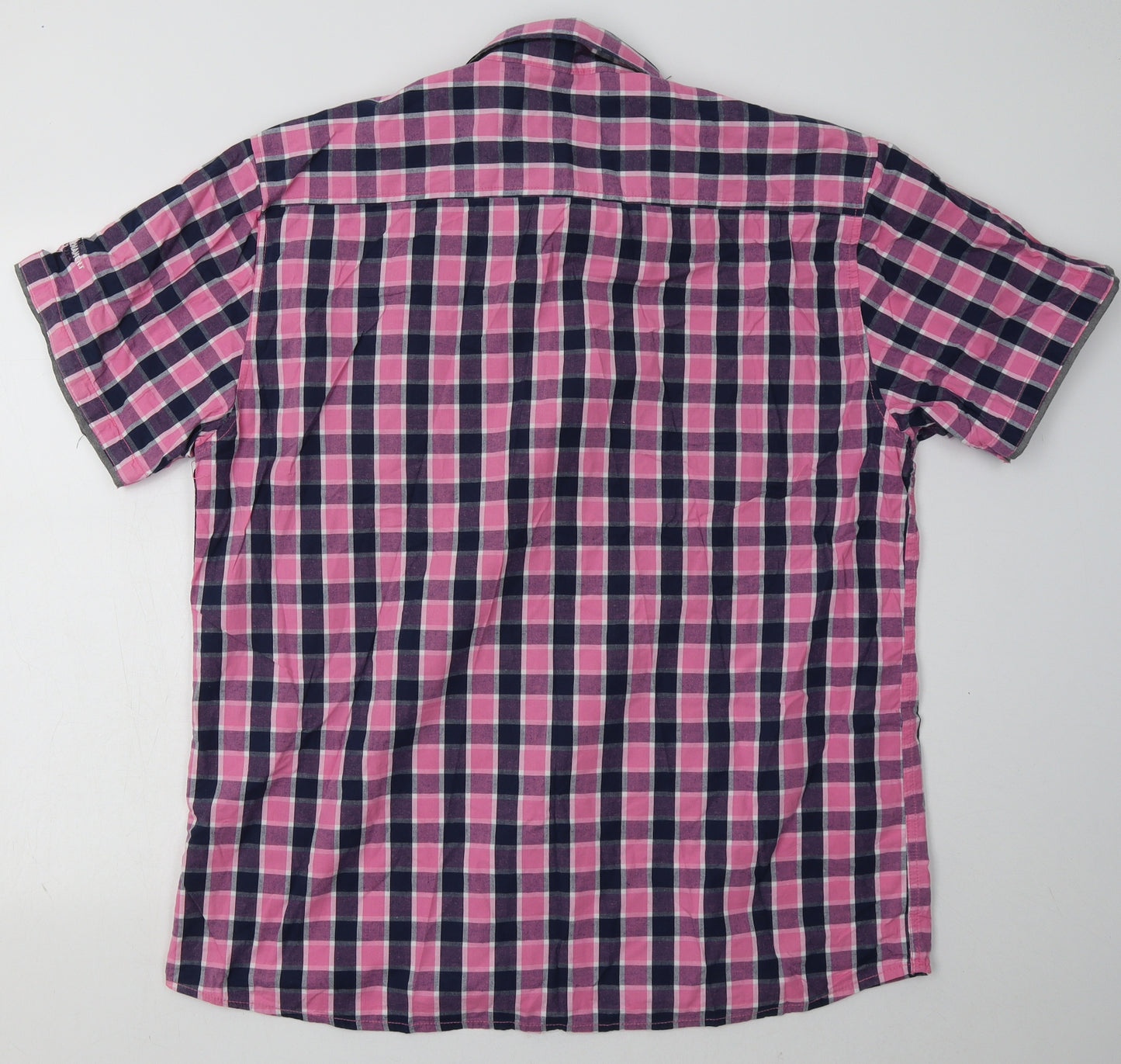 losan casual Mens Pink Check Cotton  Button-Up Size 2XL Collared Button