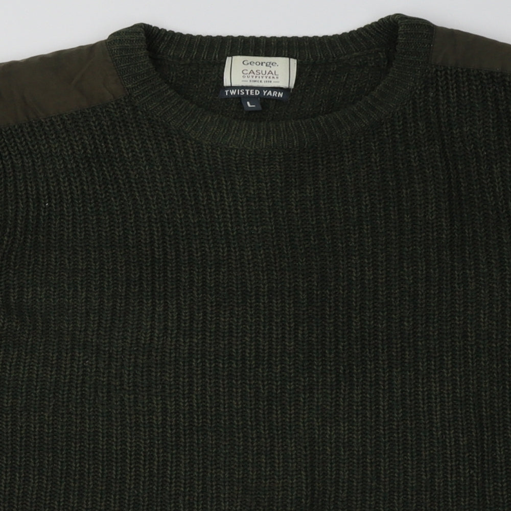 George Mens Green  Acrylic Pullover Sweatshirt Size L