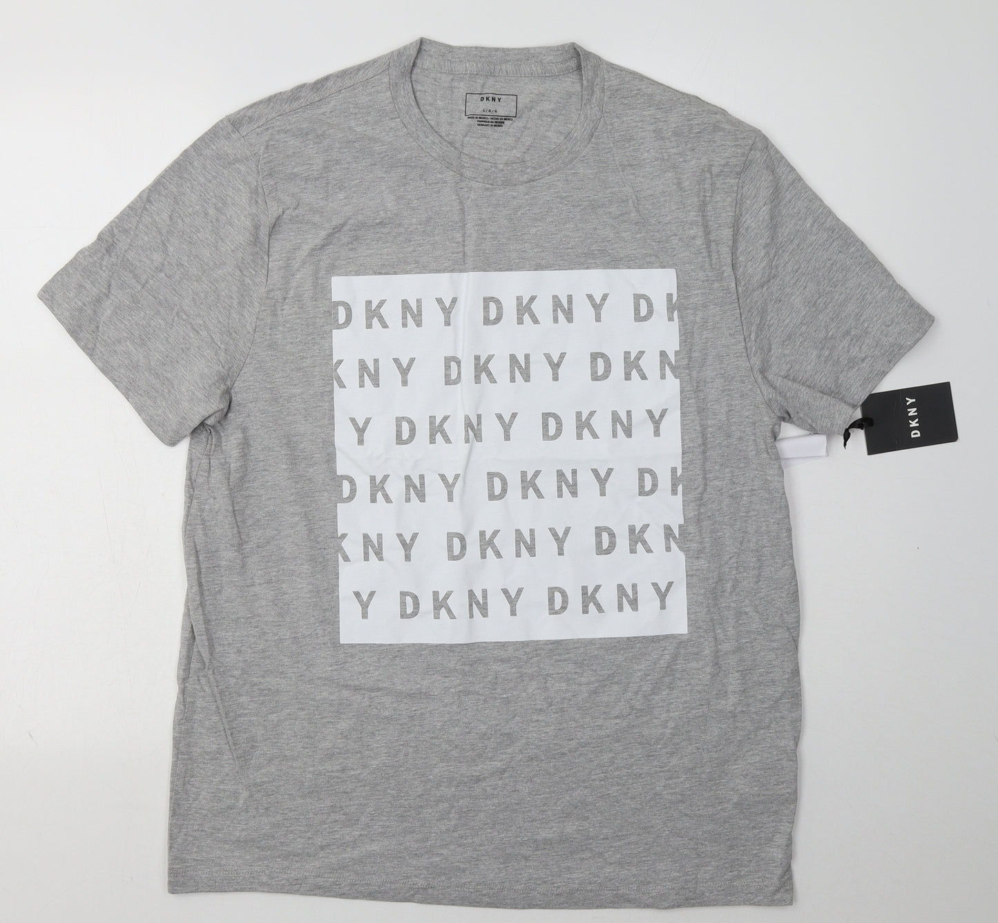 DKNY Mens Grey  Cotton  T-Shirt Size L Crew Neck