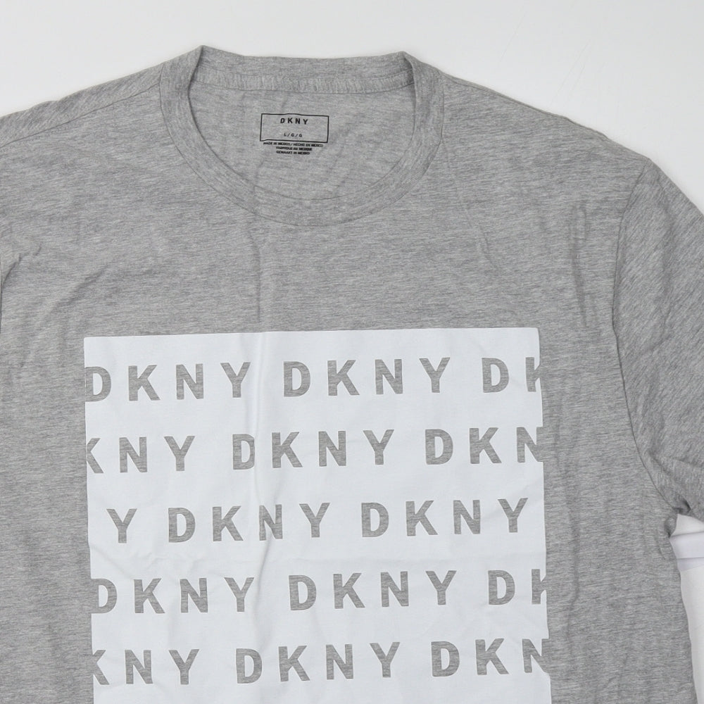 DKNY Mens Grey  Cotton  T-Shirt Size L Crew Neck