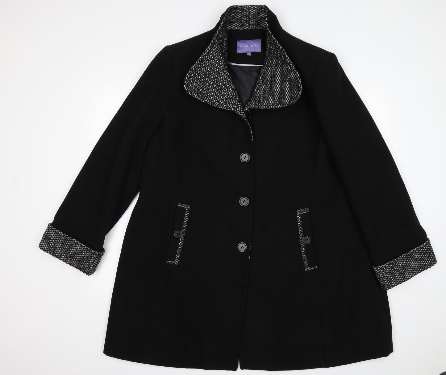 Autonomy Womens Black   Pea Coat Coat Size 18