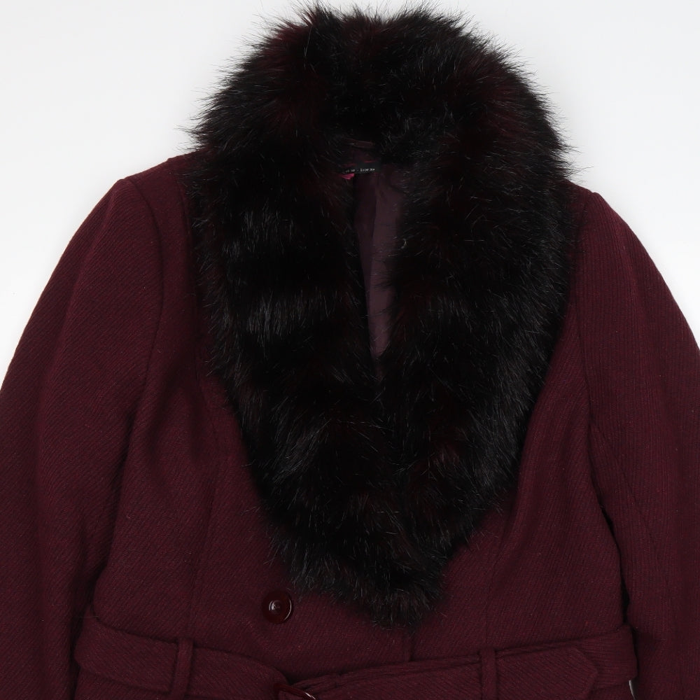 New Look Womens Purple   Overcoat Coat Size 18