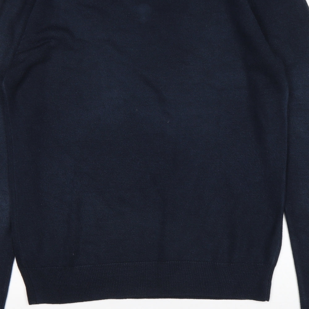 Cedar Wood State Mens Blue V-Neck  Acrylic Pullover Jumper Size S