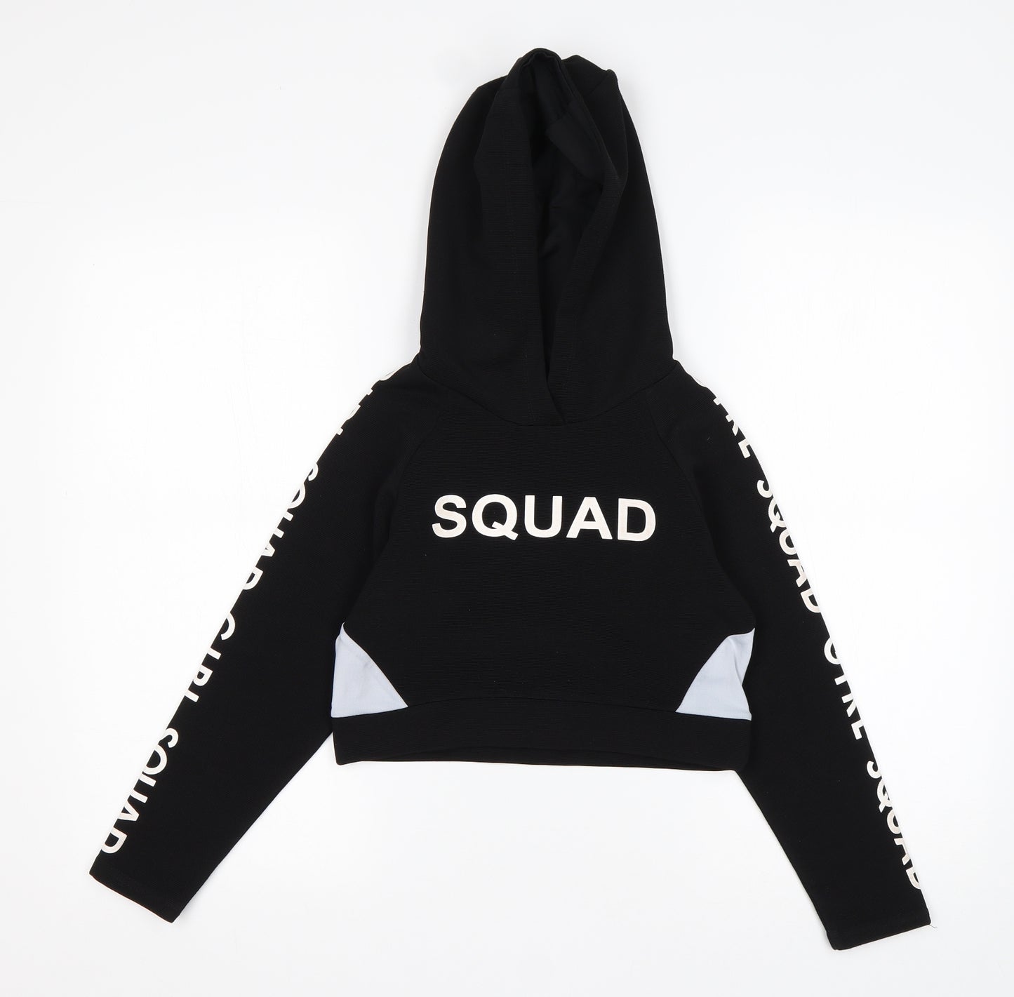 Young Dimension Girls Black  Polyester Pullover Hoodie Size 8-9 Years   - Cropped