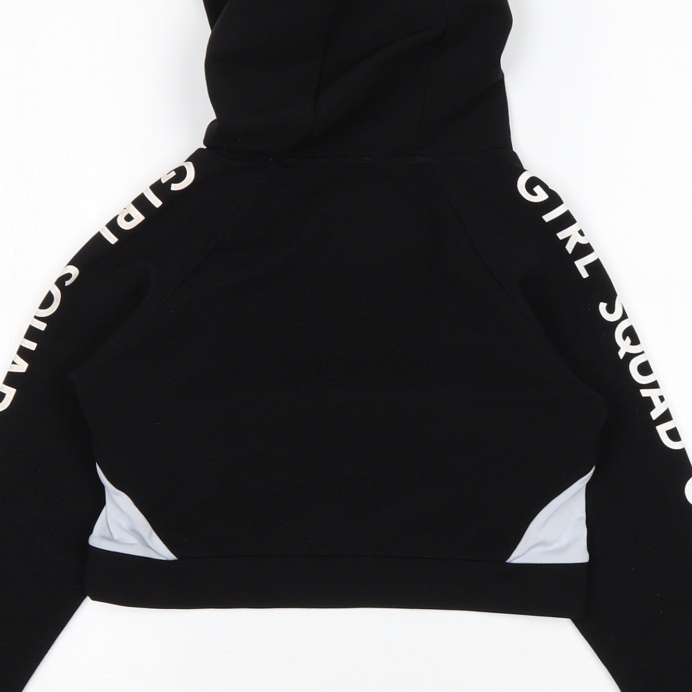 Young Dimension Girls Black  Polyester Pullover Hoodie Size 8-9 Years   - Cropped