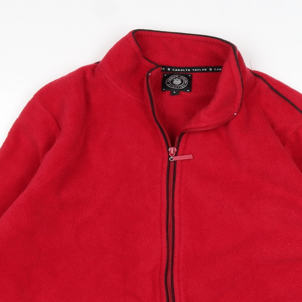 Carolyn Taylor Womens Red  Polyester Full Zip Sweatshirt Size L