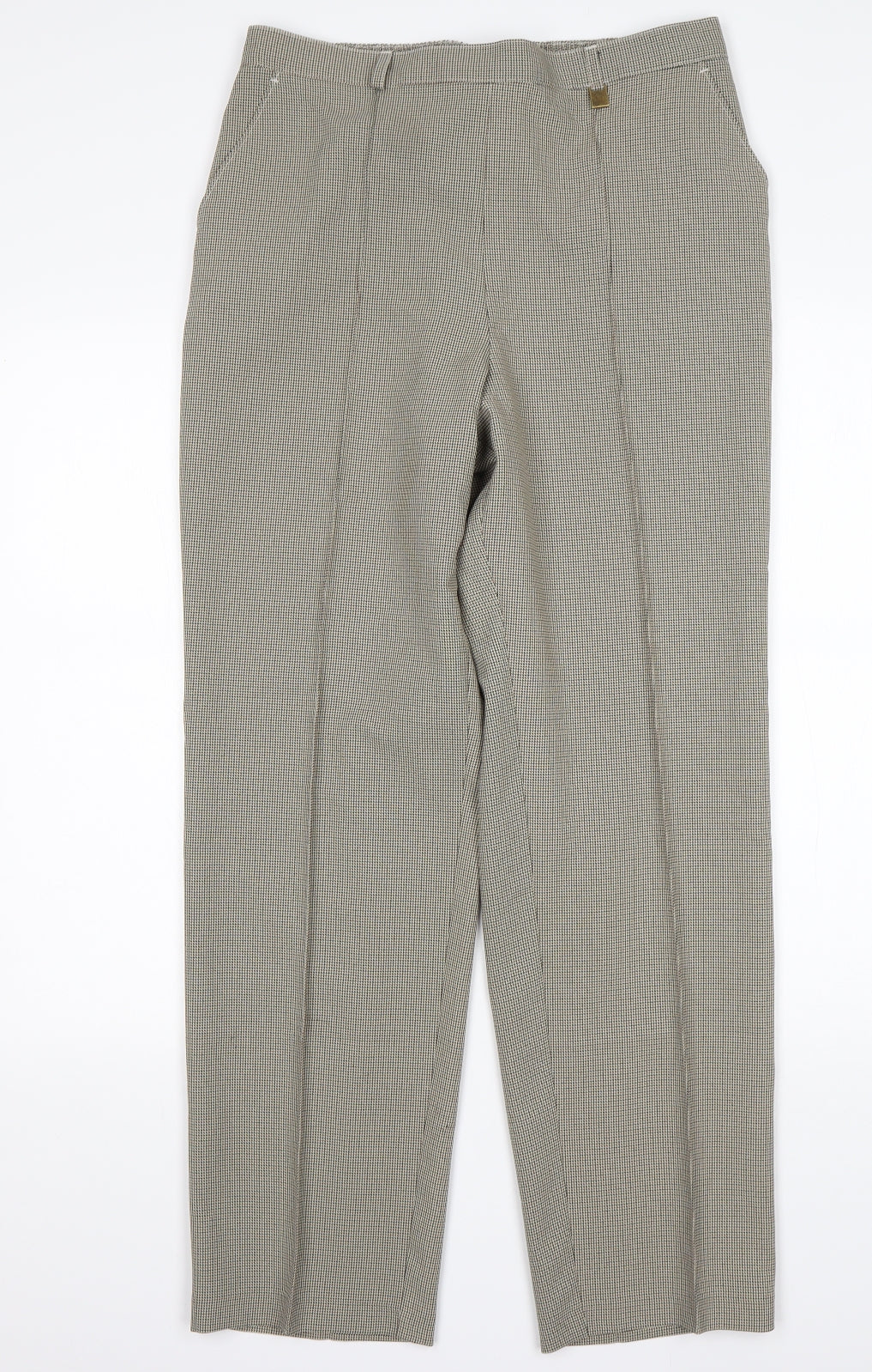 M&S Womens Multicoloured Houndstooth Polyester Trousers  Size 12 L30 in Regular