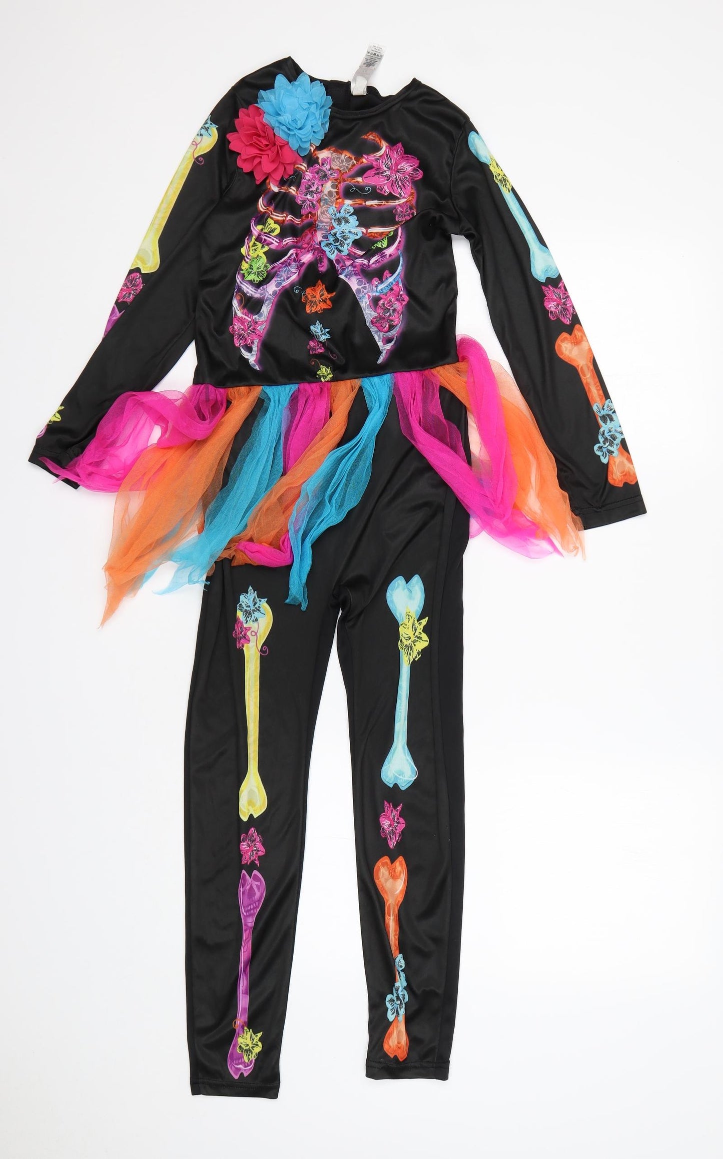 George Girls Multicoloured  Polyester Jumpsuit One-Piece Size 9-10 Years   - skeleton Halloween