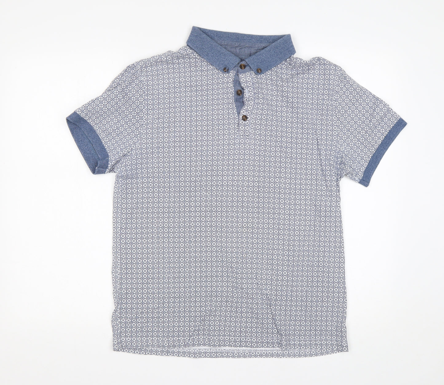 Red Herring  Mens Multicoloured Geometric Cotton  Polo Size M Collared